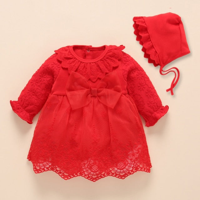 Newborn Baby Girl Dresses Clothes For 0-3 Month Set Party Birthday Dress Outfits 0-1 Years Shoes & Long Socks Christening