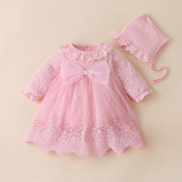 Newborn Baby Girl Dresses Clothes For 0-3 Month Set Party Birthday Dress Outfits 0-1 Years Shoes & Long Socks Christening