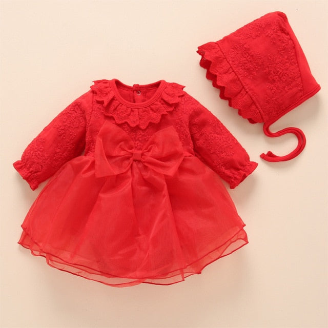 Newborn Baby Girl Dresses Clothes For 0-3 Month Set Party Birthday Dress Outfits 0-1 Years Shoes & Long Socks Christening