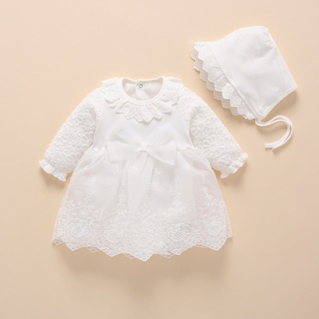 Newborn Baby Girl Dresses Clothes For 0-3 Month Set Party Birthday Dress Outfits 0-1 Years Shoes & Long Socks Christening