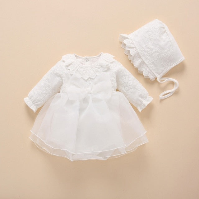 Newborn Baby Girl Dresses Clothes For 0-3 Month Set Party Birthday Dress Outfits 0-1 Years Shoes & Long Socks Christening