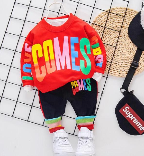 nvxiot New Spring Autumn Boys Clothing Sets Kids Sports Suit Children Tracksuit Boys T-shirt Pant Baby Cartoon Casual Clothes