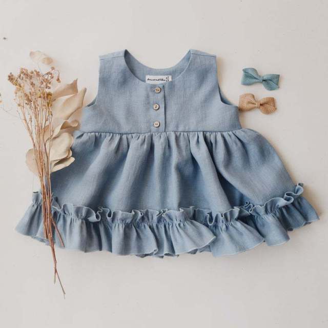 Sweet Ruffles Lace Summer Dresss for Infant Girls Princess Tutu Dresses Cotton Linen Kids Dress Baby Costumes Children Clothes