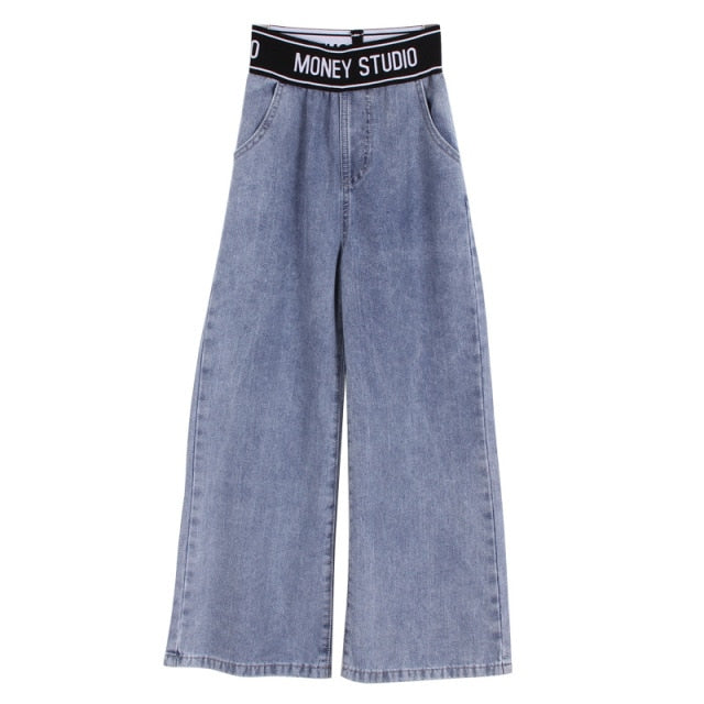 nvxiot Teenage Girls Jeans Spring Summer Casual Fashion Loose Blue Kids Leg Wide Pants School Children Trousers 6 8 10 12 Year