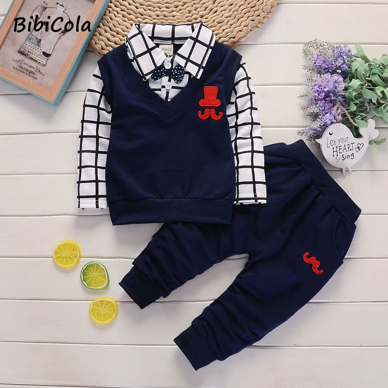 Bibicola Spring Autumn Baby Boy Christmas Outfits Clothing Sets Products Kids Clothes Set Babi Boys High Quality T-shirts+pants