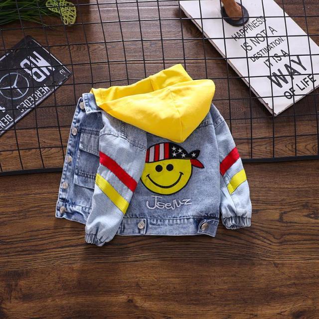 nvxiot Spring Autumn Jacket Boys Girls Kids hooded Outerwear face Windbreaker Denim Jeans Coats Baby Children Clothing