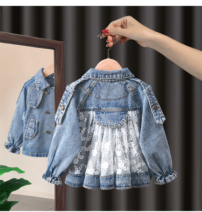 nvxiot Spring/Autumn Girls' Denim Jacket Coat New Korean Children's Clothing Clothes Infant Girls Baby Tops