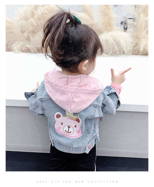 nvxiot Spring/Autumn Girls' Denim Jacket Coat New Korean Children's Clothing Clothes Infant Girls Baby Tops