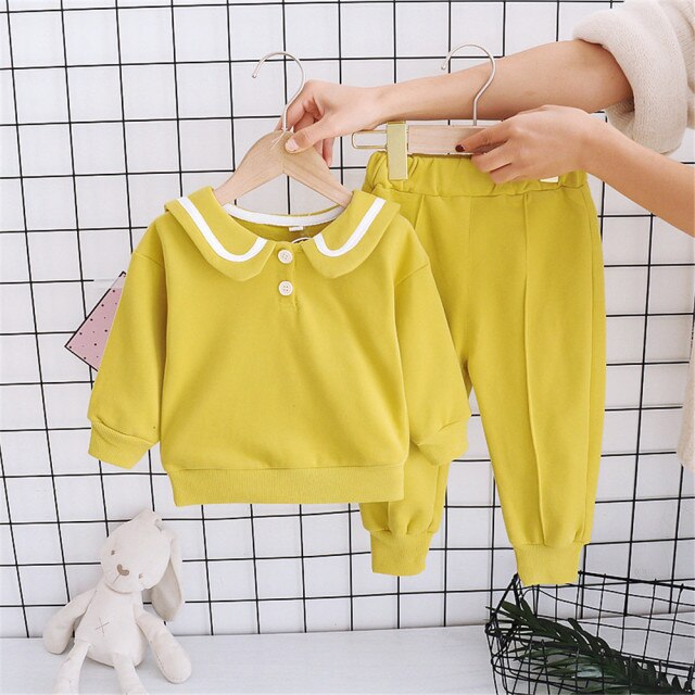 Spring and Autumn Heart Print Baby Girls Infant Clothing Set Bow Long Sleeve T Shirt Pants Kids Toddler Children Tops Outfits