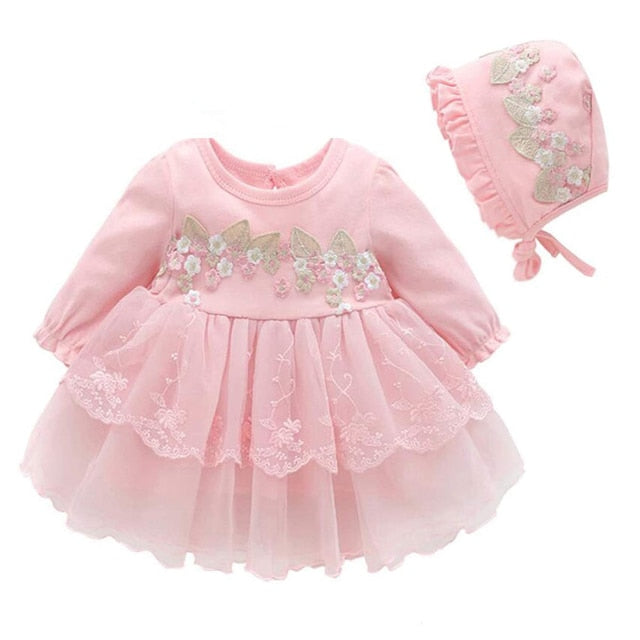 Newborn Baby Girl Dresses Clothes For 0-3 Month Set Party Birthday Dress Outfits 0-1 Years Shoes & Long Socks Christening