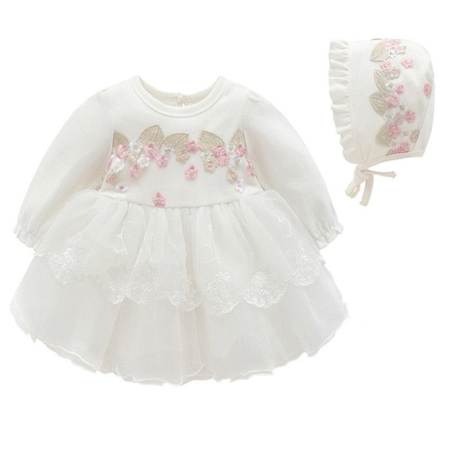 Newborn Baby Girl Dresses Clothes For 0-3 Month Set Party Birthday Dress Outfits 0-1 Years Shoes & Long Socks Christening