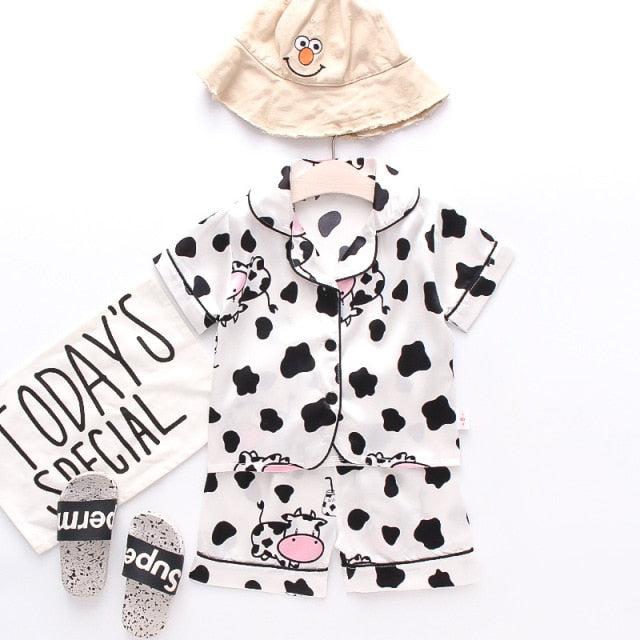 Children's Pajamas Set Baby Boy Girl Clothes Summer Sleepwear Set Kids Cartoon Printed Tops+Shorts Toddler Clothing Sets