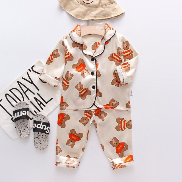 Children's Pajamas Set Baby Boy Girl Clothes Summer Sleepwear Set Kids Cartoon Printed Tops+Shorts Toddler Clothing Sets