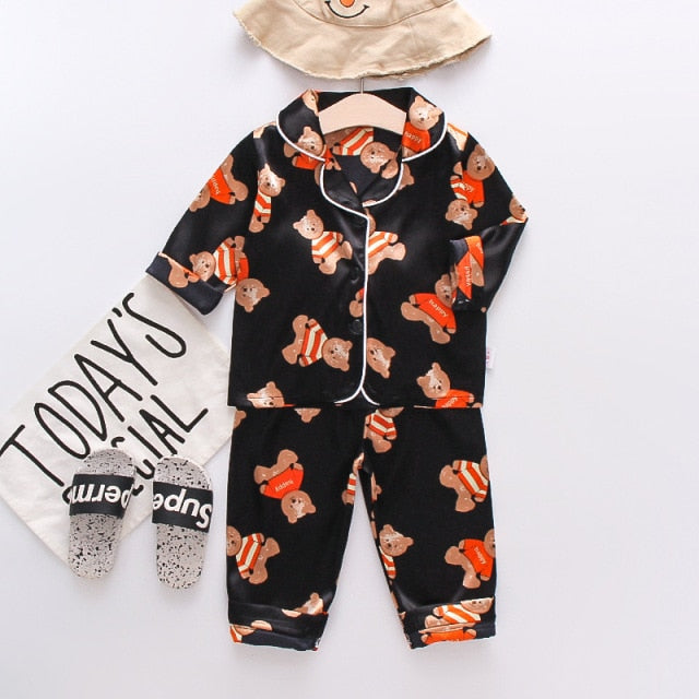 Children's Pajamas Set Baby Boy Girl Clothes Summer Sleepwear Set Kids Cartoon Printed Tops+Shorts Toddler Clothing Sets