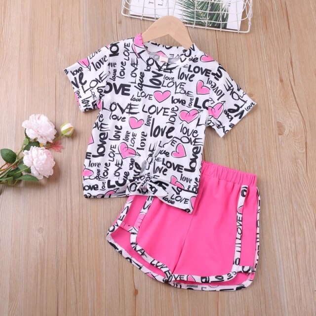 Humor Bear NEW Girls Clothing Set Sleeveless  Summer New Ice Cream Bow Top T-shirt+Pants 2Pcs Suit Toddler  Children's Clothes