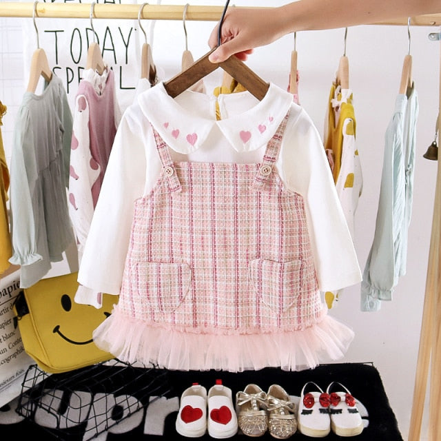 Melario Baby Girl Dress Spring Baby Girl Princess Clothes Cute Girls Long Sleeve T-shirt Tops Cartoon Giraffe Dress 2pcs Suit