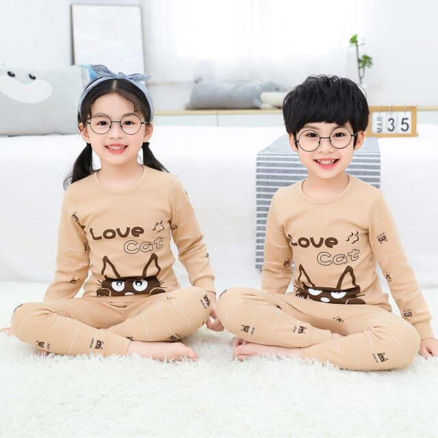 2021  Kids Boy Girls Clothing Pajamas Set 100% Cotton Children Sleepwear 2 Pieces Cartoon Tops+Pants Toddler Clothes Pyjamas Kids