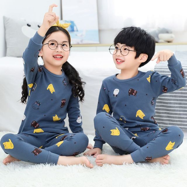 2021  Kids Boy Girls Clothing Pajamas Set 100% Cotton Children Sleepwear 2 Pieces Cartoon Tops+Pants Toddler Clothes Pyjamas Kids