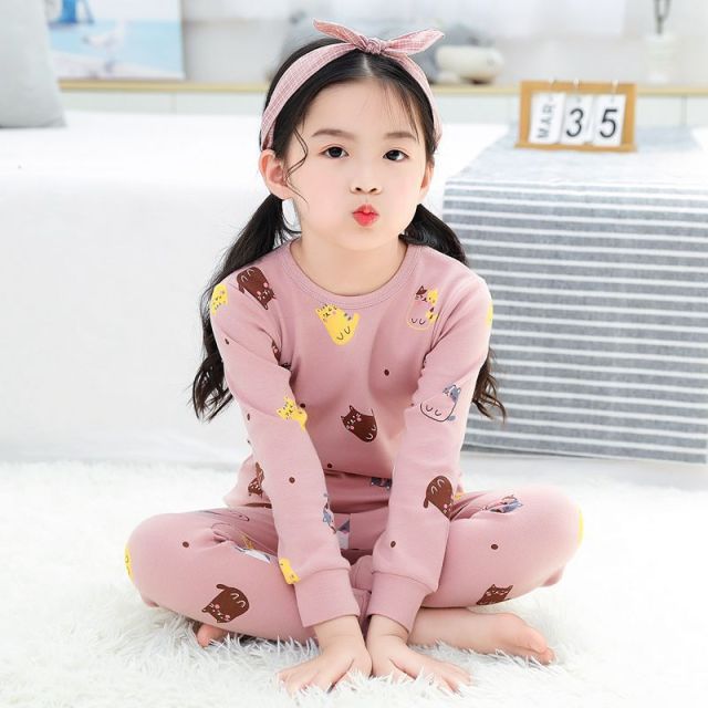 2021  Kids Boy Girls Clothing Pajamas Set 100% Cotton Children Sleepwear 2 Pieces Cartoon Tops+Pants Toddler Clothes Pyjamas Kids