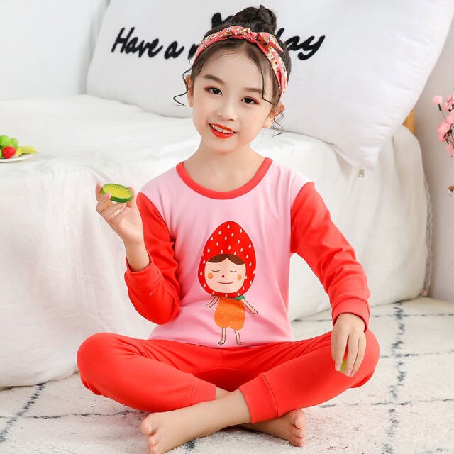 2021  Kids Boy Girls Clothing Pajamas Set 100% Cotton Children Sleepwear 2 Pieces Cartoon Tops+Pants Toddler Clothes Pyjamas Kids