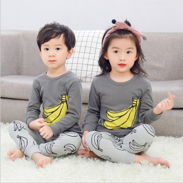 2021  Kids Boy Girls Clothing Pajamas Set 100% Cotton Children Sleepwear 2 Pieces Cartoon Tops+Pants Toddler Clothes Pyjamas Kids