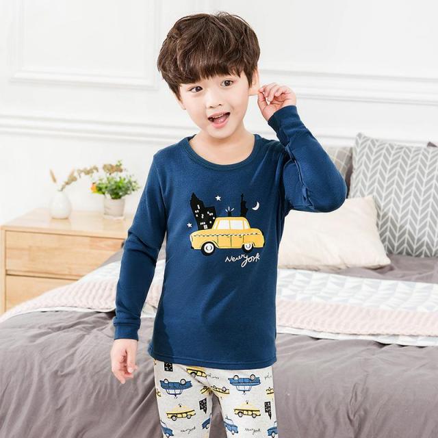 2021  Kids Boy Girls Clothing Pajamas Set 100% Cotton Children Sleepwear 2 Pieces Cartoon Tops+Pants Toddler Clothes Pyjamas Kids