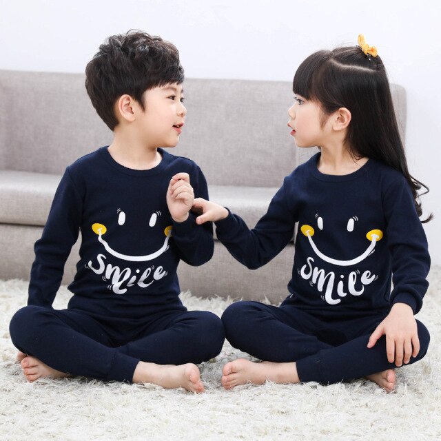 2021  Kids Boy Girls Clothing Pajamas Set 100% Cotton Children Sleepwear 2 Pieces Cartoon Tops+Pants Toddler Clothes Pyjamas Kids