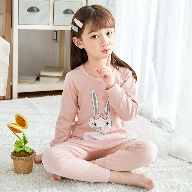 2021  Kids Boy Girls Clothing Pajamas Set 100% Cotton Children Sleepwear 2 Pieces Cartoon Tops+Pants Toddler Clothes Pyjamas Kids