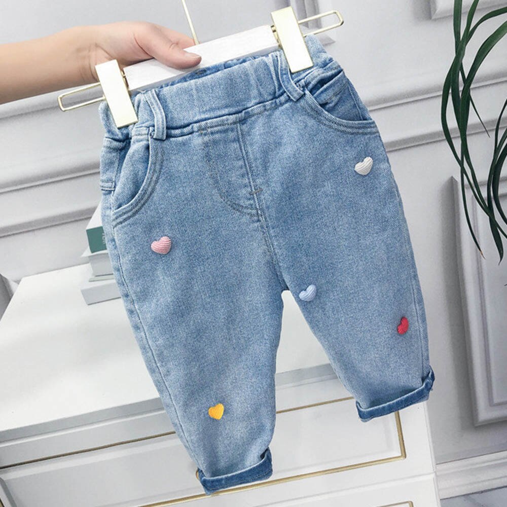 nvxiot Toddler Girl Jeans Blue Color Spring Autumn Korean Style Girls Denim Pants Casual School Children Jeans