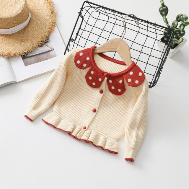 nvxiot Teenster Fall Girls Cardigan Cute Flower Embroidery Baby Children Tops Fashion Winter Toddler Kids Sweaters Princess Outfits