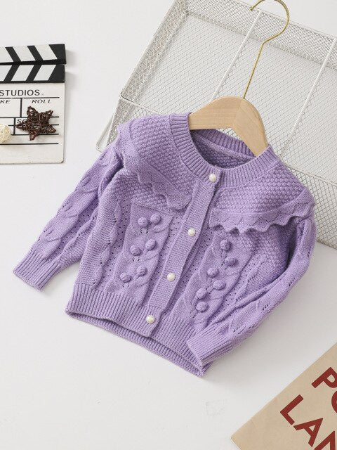 nvxiot Teenster Fall Girls Cardigan Cute Flower Embroidery Baby Children Tops Fashion Winter Toddler Kids Sweaters Princess Outfits