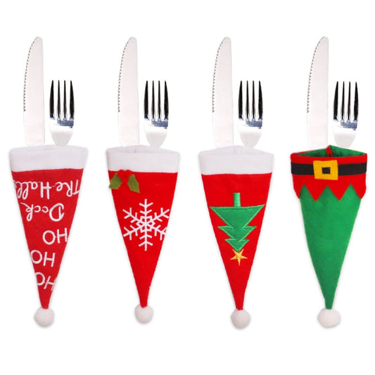 Christmas decor ideas Christmas New Year Christmas Gift Tableware Fork Knife Holder Bag Navidad Noel Christmas Decorations for Home Dinner Table Decor