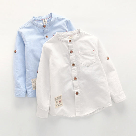 nvxiot Baby Boy Collar Shirt British Children Solid Cotton Tops New Long Sleeve School Blouse Kid Clothes White Shirts for Toddler Boys