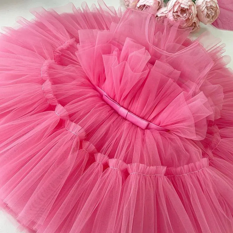 Girl's Dresses Born Baby Girl Dress1 Year 1st Birthday Party Baptism Pink Clothes 9 12 Months Toddler Fluffy Outfits Vestido Bebes