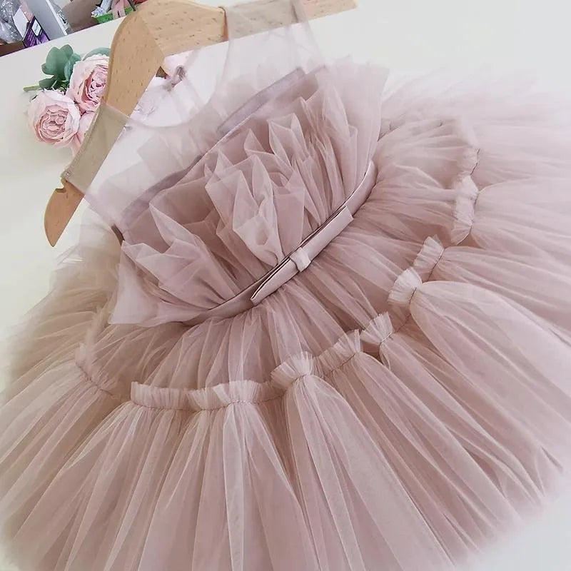 Girl's Dresses Born Baby Girl Dress1 Year 1st Birthday Party Baptism Pink Clothes 9 12 Months Toddler Fluffy Outfits Vestido Bebes