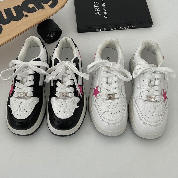 Bubblegum Pink Star Sneakers in Black