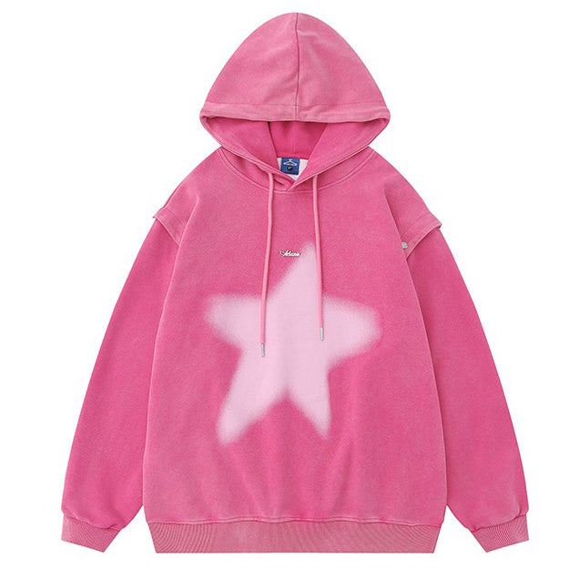 Y2K Hoodie with Graffiti Star Print